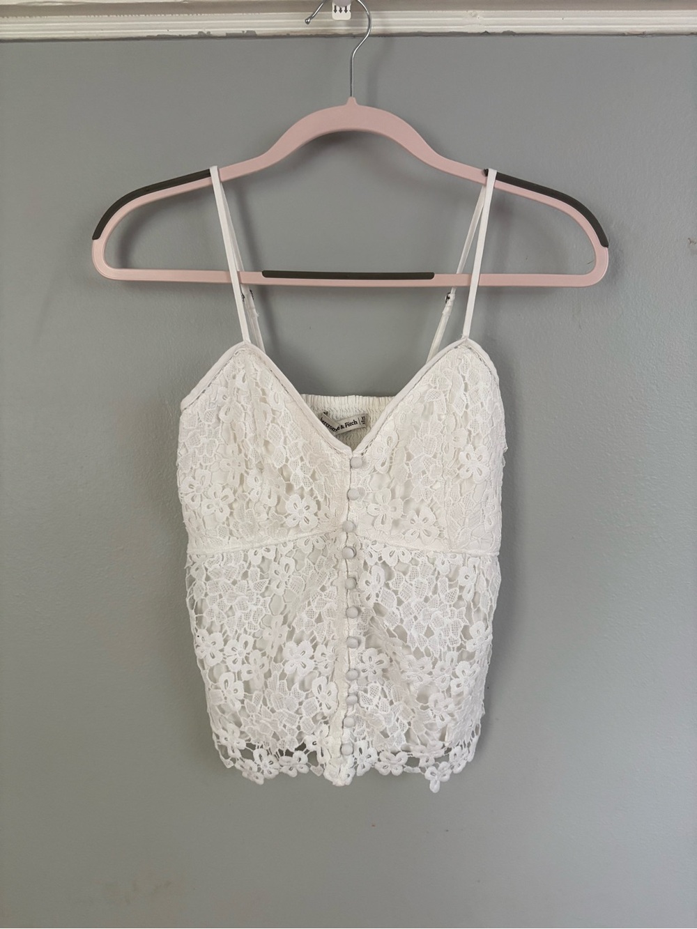 Abercrombie & Fitch White Floral Lace Button-Front Cami